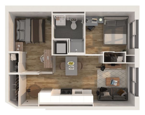 two bedrooms