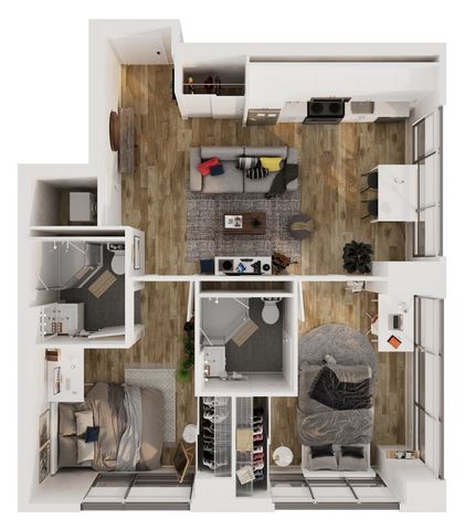 two bedrooms