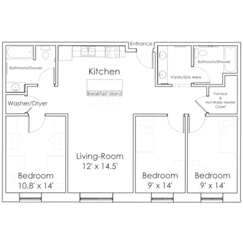 3 bedroom 2 bath floor plan