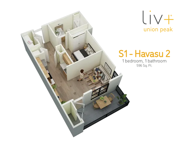 Studio Floor plan 2 for Liv+ Union