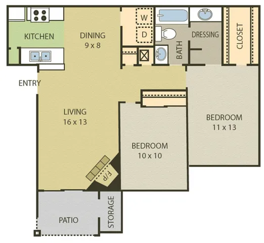 2BR/1BA - B