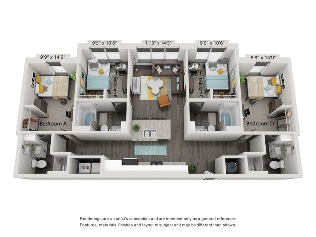The Four Flat Floorplan