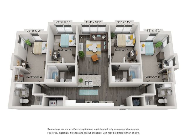 The Four Flat Plus Floorplan