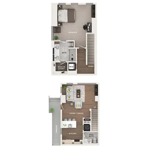 1BR/1.5BA - Townhouse