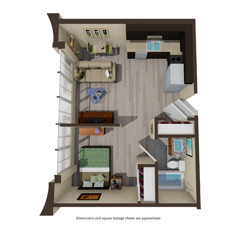 442 Square foot studio apartment