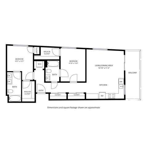 984 square foot two bedroom apartment