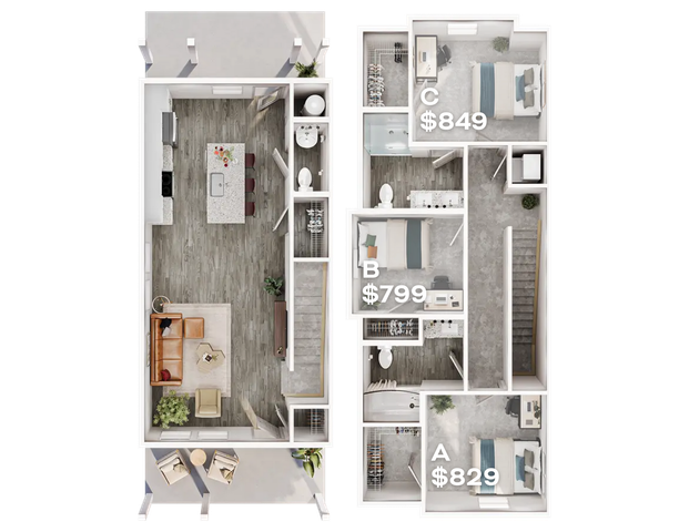 3BR/2.5BA - DUPLEX