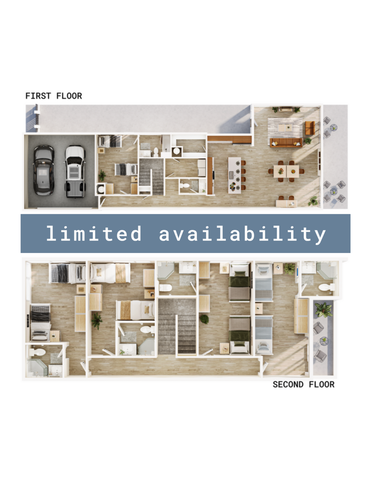 Modern two-story floor plan featuring 4 bedrooms, spacious kitchen, open-concept living area, and two-car garage. Perfect for comfortable and contemporary living with limited availability.