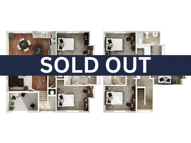 Stylish floor plan showcasing modern 5-bedroom layout with spacious living and dining areas, elegantly designed and now sold out.