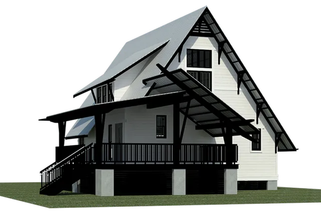 Experience tranquil living in this charming cottage, featuring a welcoming porch and stylish architectural details.