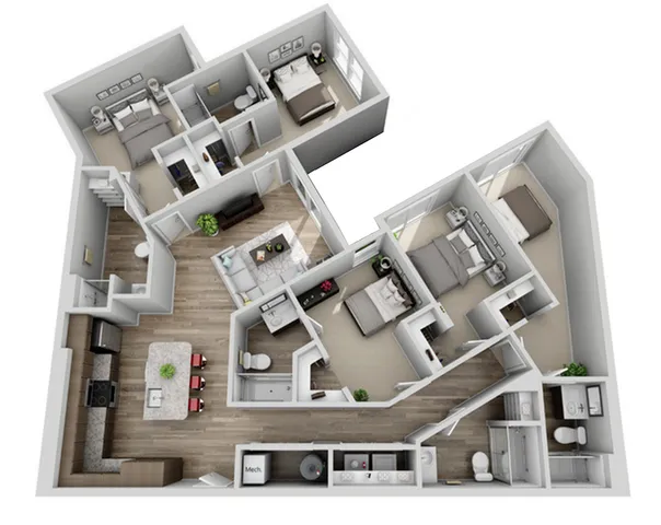 (B) - 5 Bedroom 5 Bathroom
