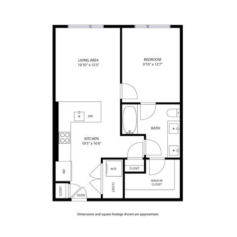 1BR/1BA - The Boxcar Floor Plan