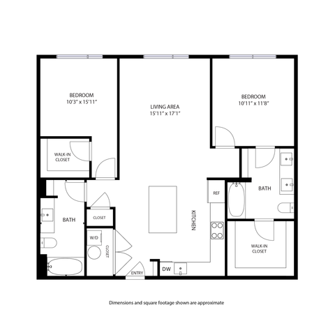 2BR/2BA - The Locomotive Floorplan