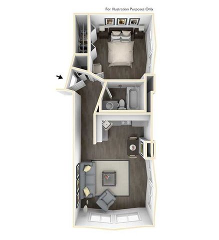 400 Maynard - One-Bedroom Floor Plan
