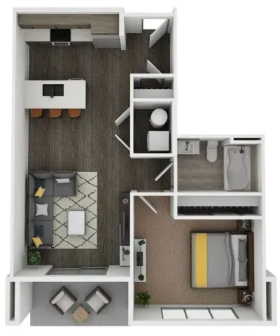 1BR/1BA-A1 673 sq.ft.