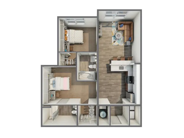 3D Floor Plan of 2x2A