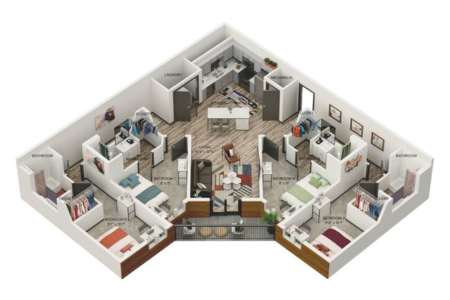 The 4.4 Balcony Floorplan