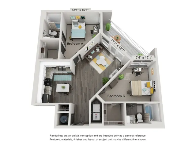 The Two Plus Flat Floorplan