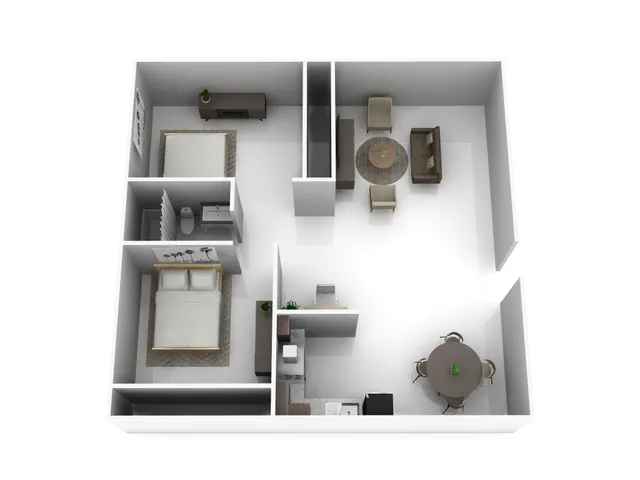 2BR/1BA Floor Plan