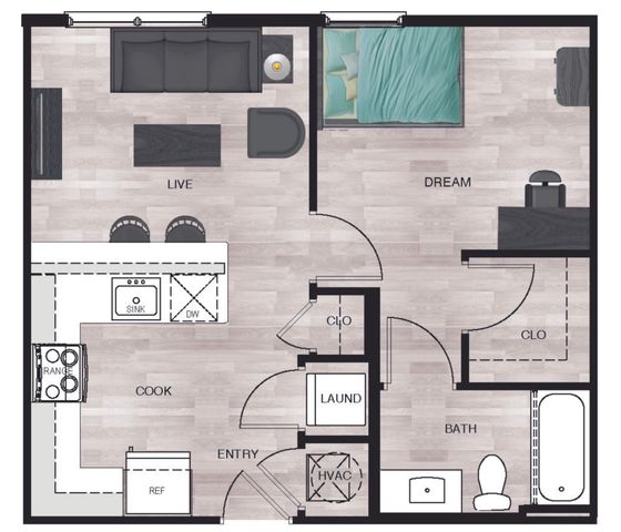 1BR/1BA - A1