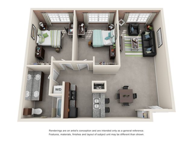 2BR/1BA W