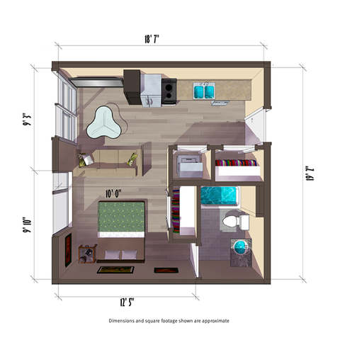 388 Square Foot studio apartment