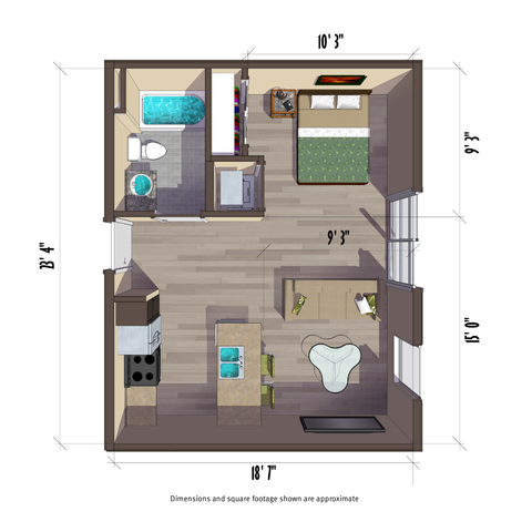 469 square foot studio apartment