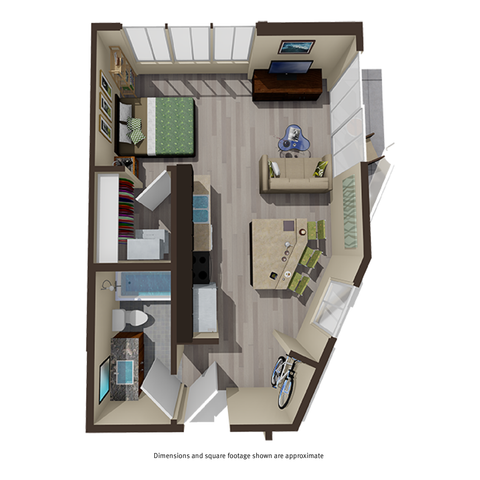 492 square foot studio apartment