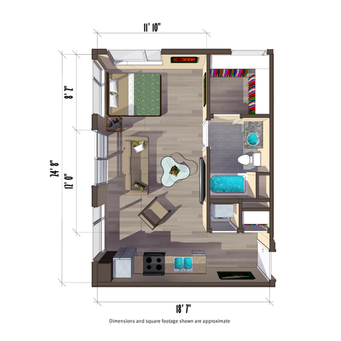 495 square foot studio apartment