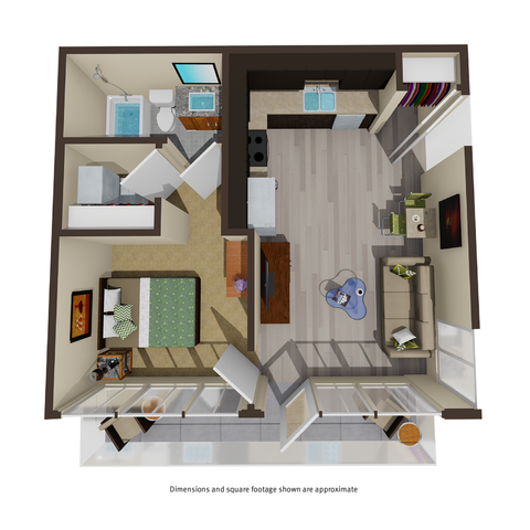 510 square foot one bedroom apartment