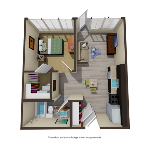 533 square foot one bedroom apartment