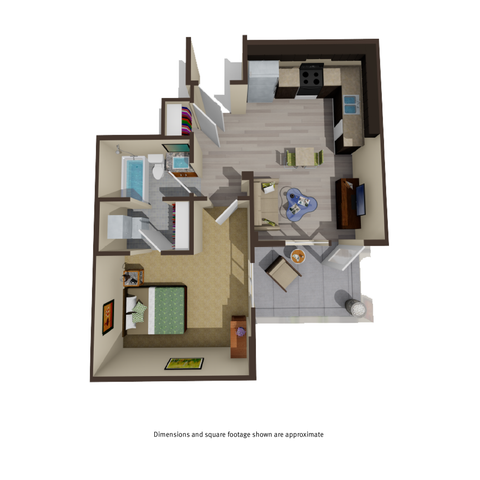 586 square foot one bedroom apartment
