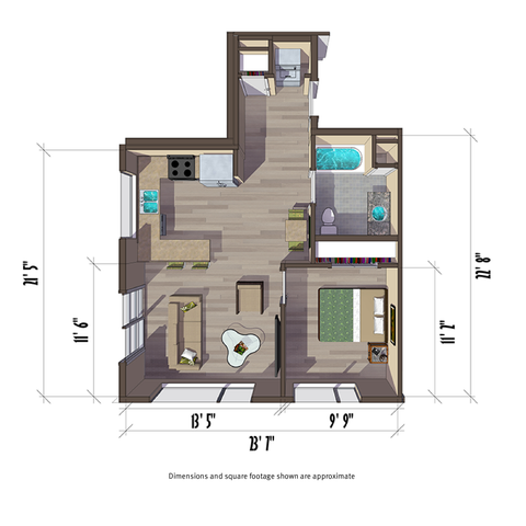 620 square foot one bedroom apartment