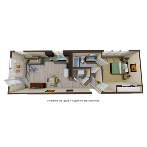 621 square foot one bedroom apartment
