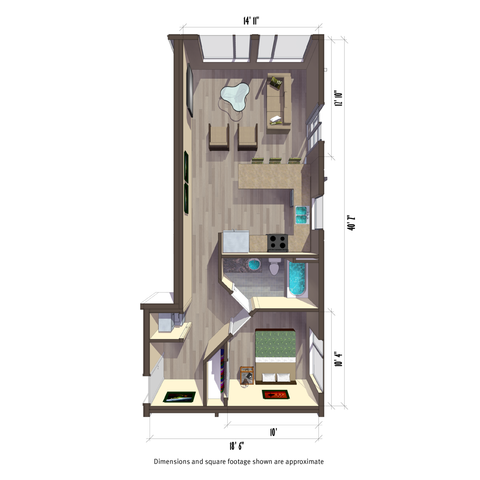 688 square foot one bedroom apartment