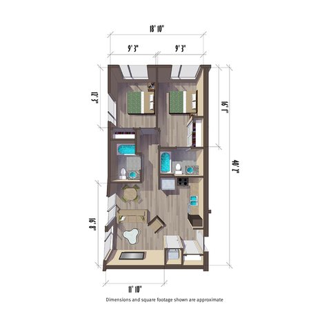 815 square foot two bedroom apartment