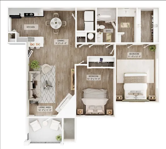 2BR/1BA - B