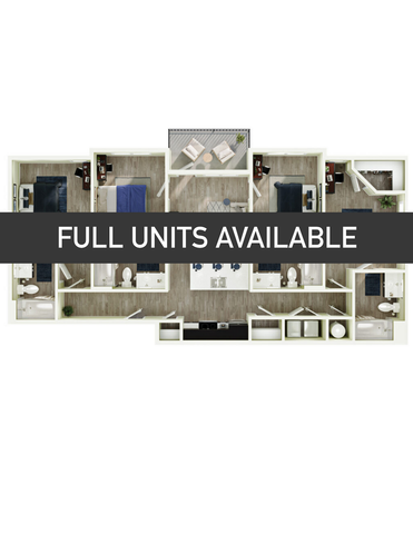 Modern apartment floor plan featuring three spacious bedrooms, stylish open living area, and two elegant bathrooms. Available units offer comfort and convenience with ample natural light and balcony access.