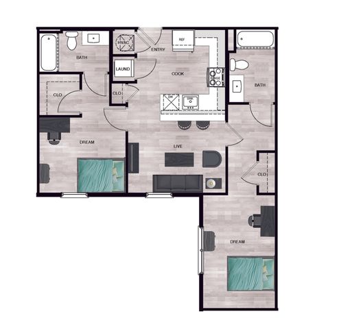 Junction 49 - Two-Bedroom Floorplan