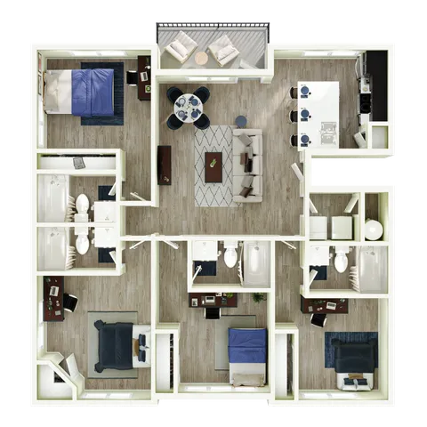 7th Street Station - Three-Bedroom Floorplan