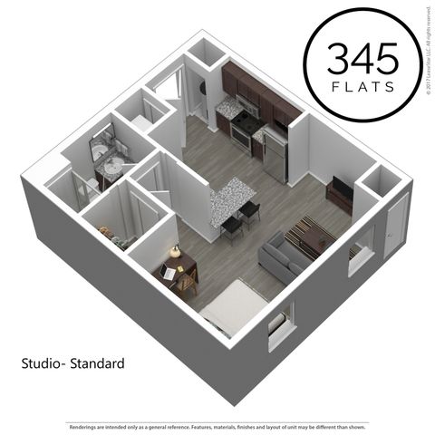 345 Flats - Studio Floorplan