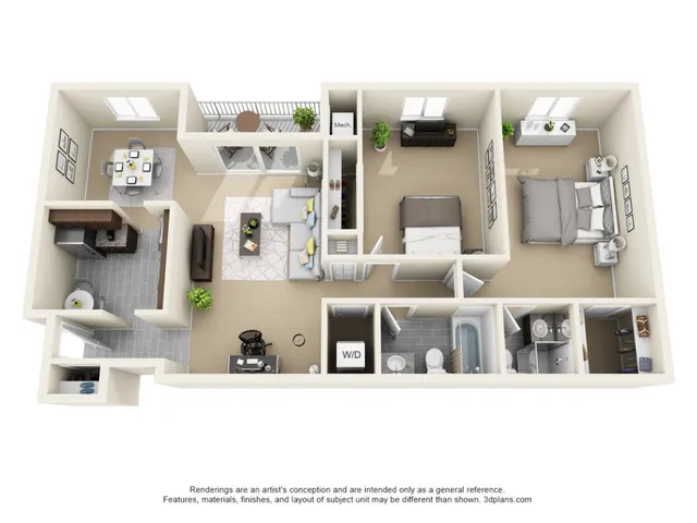 The Jefferson 2 Bedroom Floor Plan