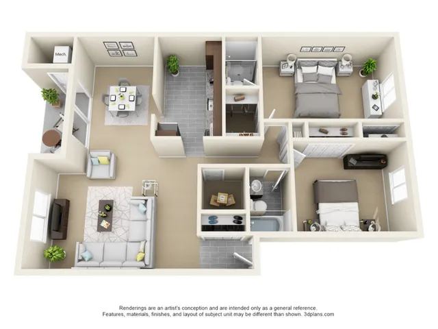 The Wilson 2 Bedroom Floor Plan