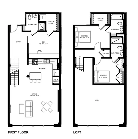 2BD 3BA Loft w/ Den