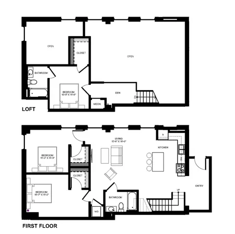 3BD 2BA Loft