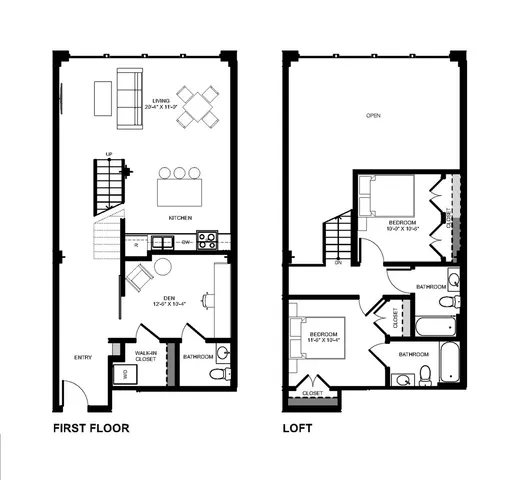 2BD 2.5BA Loft w/ Den