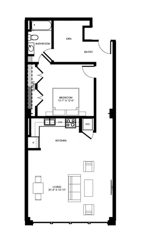 1BD 1BA w/ Den
