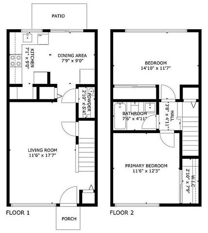 Updated two-story townhome featuring 2 cozy bedrooms and 2 baths. Enjoy a spacious living room, modern kitchen, and dining area with patio access on the first floor.