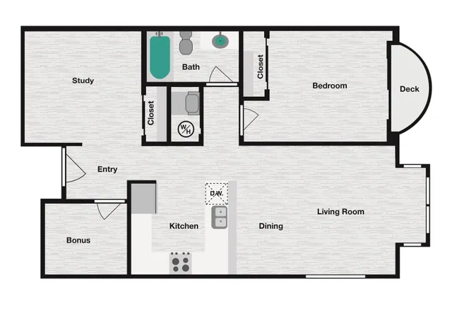 1x1D Floor Plan