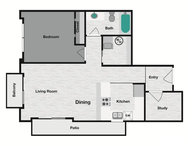 1x1B-2 Floor Plan